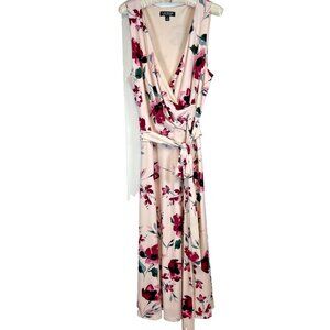 Lauren Ralph Lauren Women's‎ Carana Floral Dress Size 16 Faux Wrap Feminine Pink